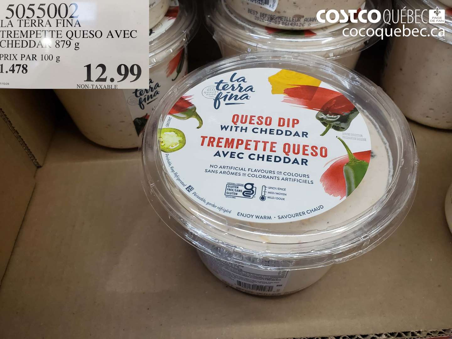 505500 LA TERRA FINA TREMPETTE QUESO AVEC CHEDDAR 879 G $12.99