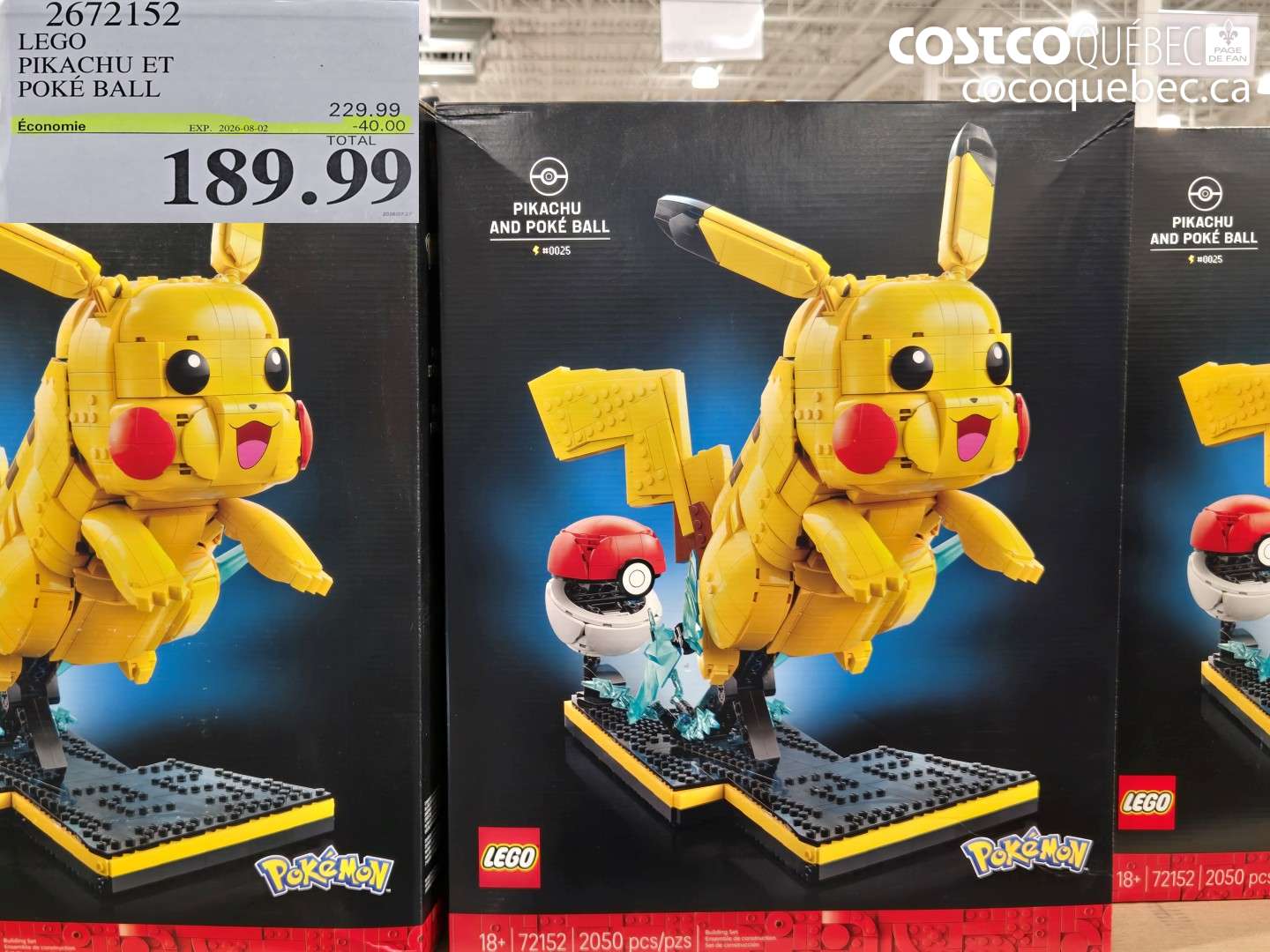 2672152 LEGO PIKACHU ET POKÉ BALL ($40.00 INSTANT SAVINGS EXPIRES ON 2026-08-02) $189.99
