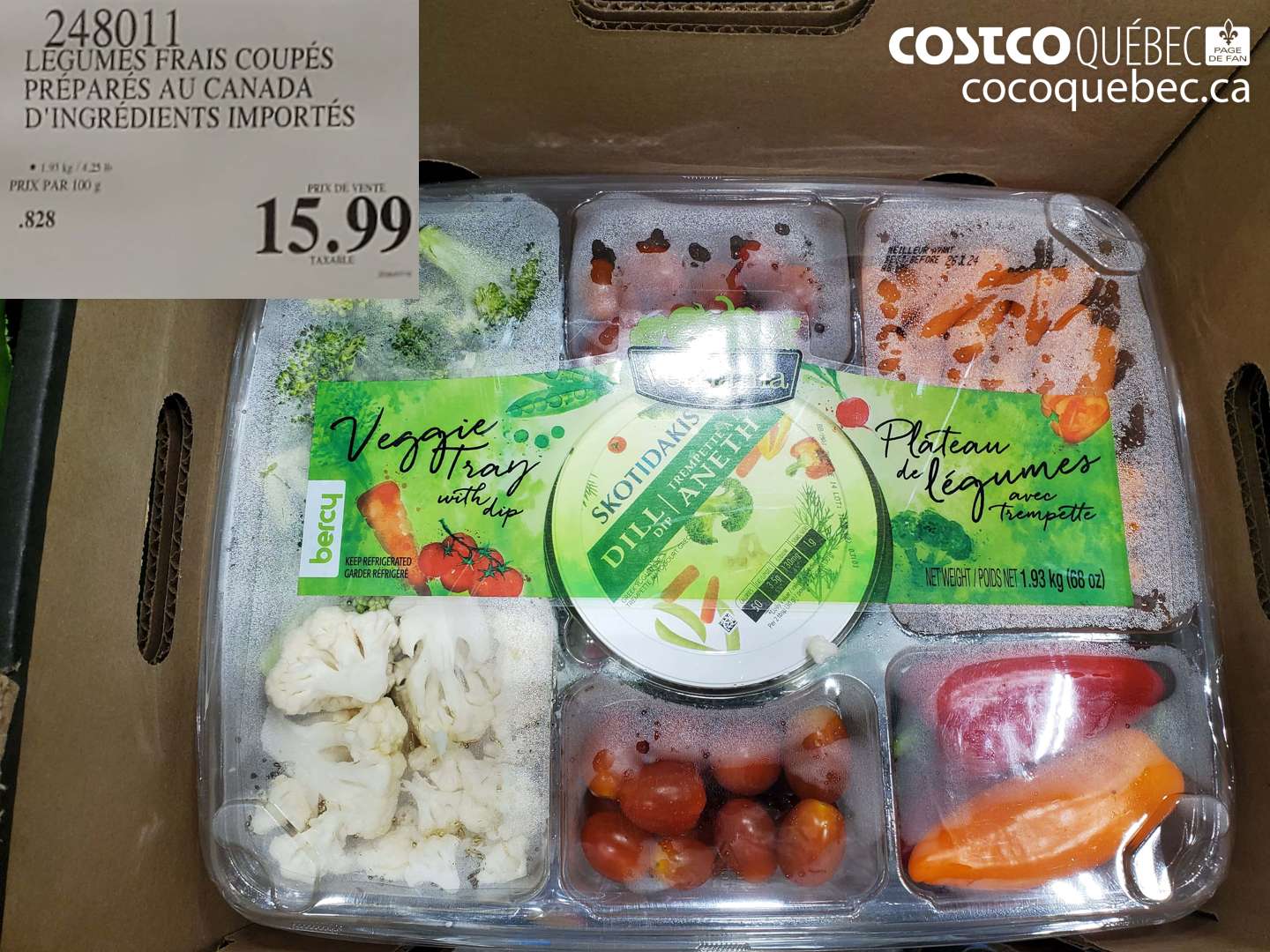 248011 LÉGUMES FRAIS COUPÉS PRÉPARÉS AU CANADA D'INGRÉDIENTS IMPORTÉS $15.99