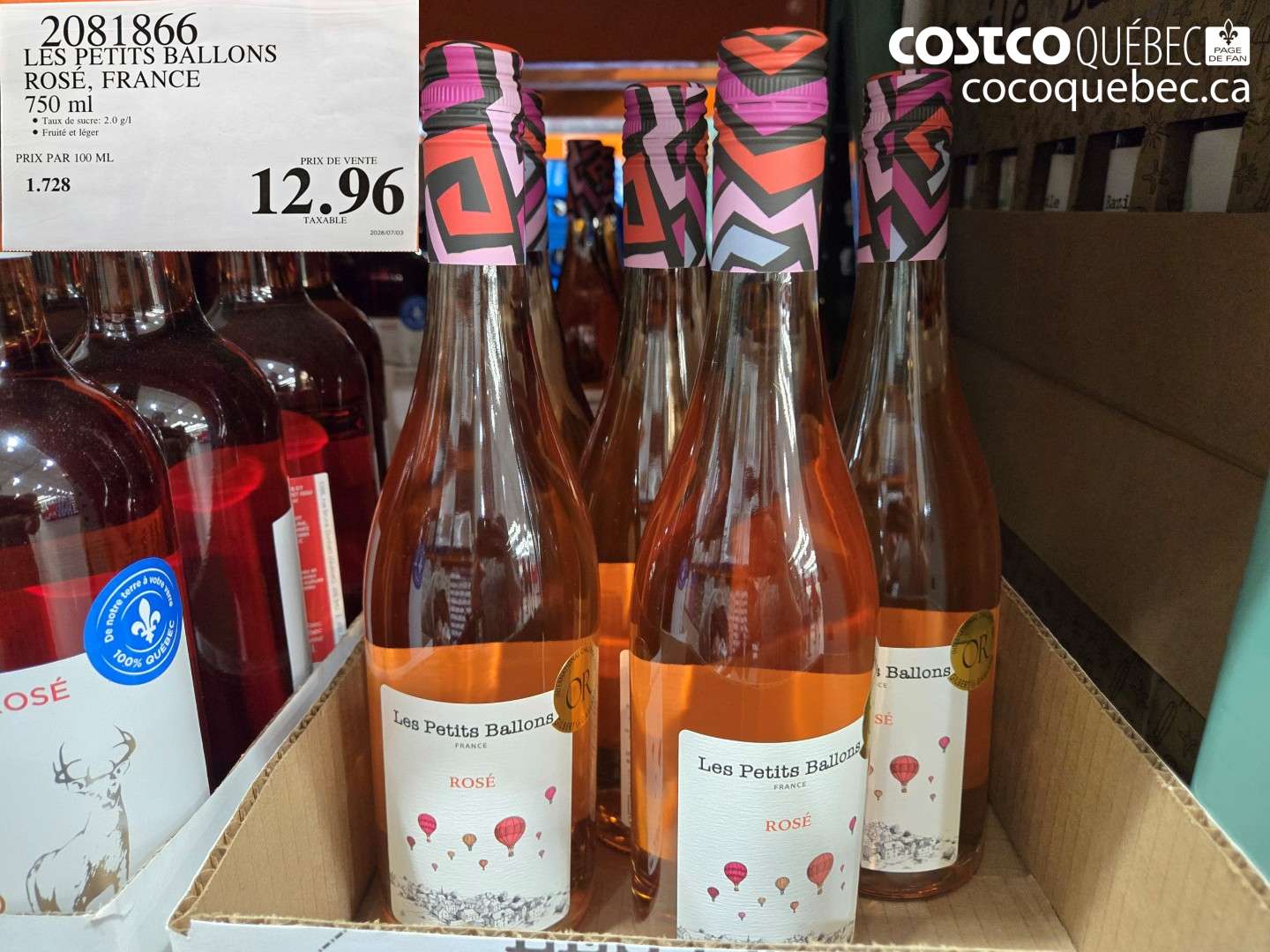 2081866 LES PETITS BALLONS ROSÉ, FRANCE 750 ML $12.96