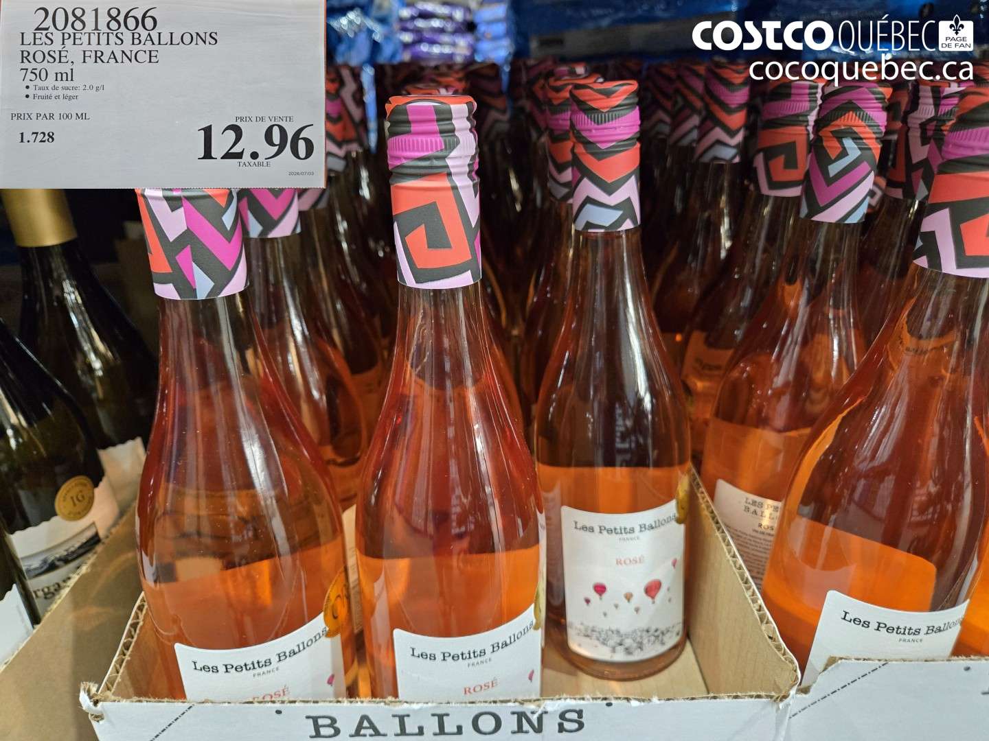 2081866 LES PETITS BALLONS ROSÉ, FRANCE 750 ML $12.96