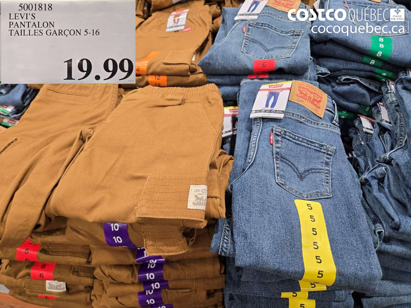 5001818 LEVI'S PANTALON TAILLES GARÇON 5-16 $19.99