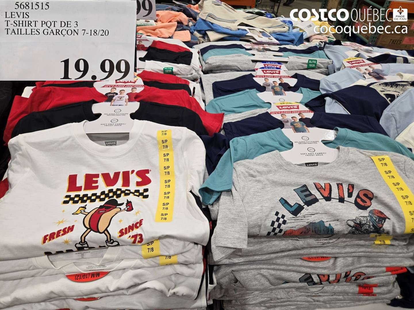 5681515 LEVIS T-SHIRT PQT DE 3 TAILLES GARÇON 7-18/20 $19.99