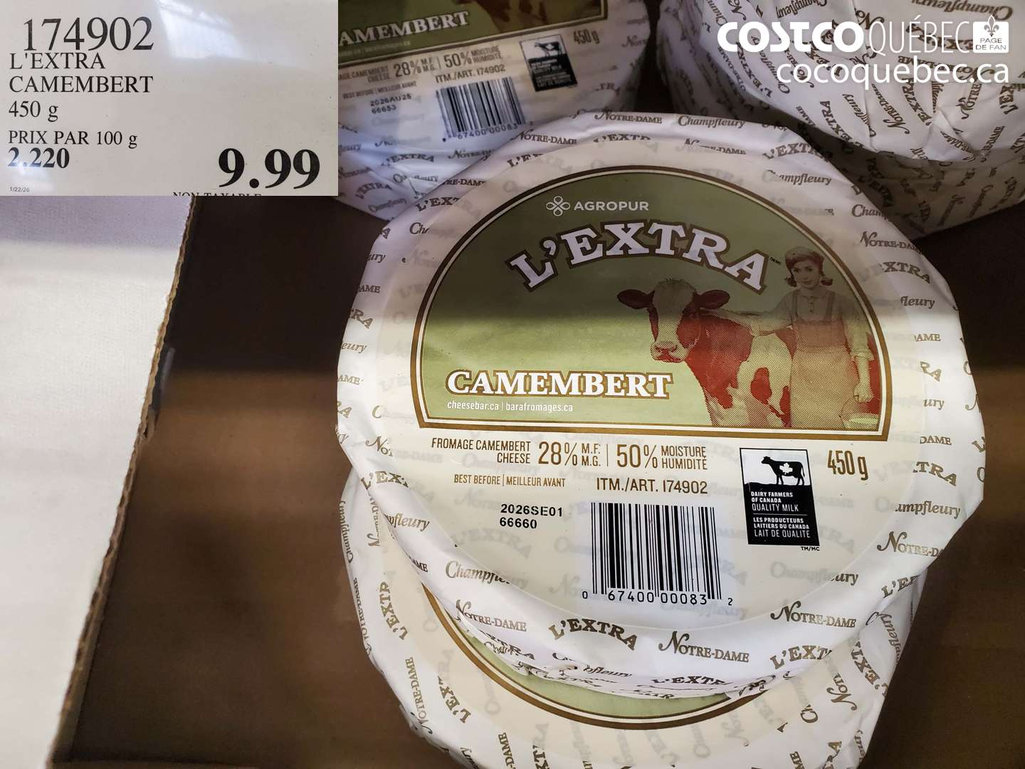 174902 L'EXTRA CAMEMBERT 450 g $9.99