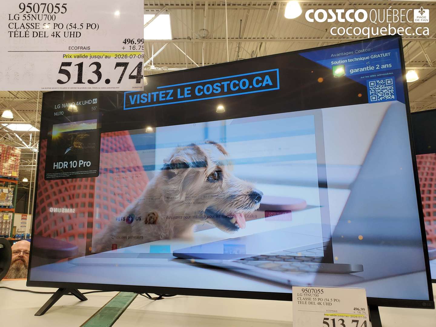 9507055 LG 55NU700 CLASSE 55 PO (54.5 PO) TÉLÉ DEL 4K UHD (EXPIRES ON 2026-07-09) $513.74