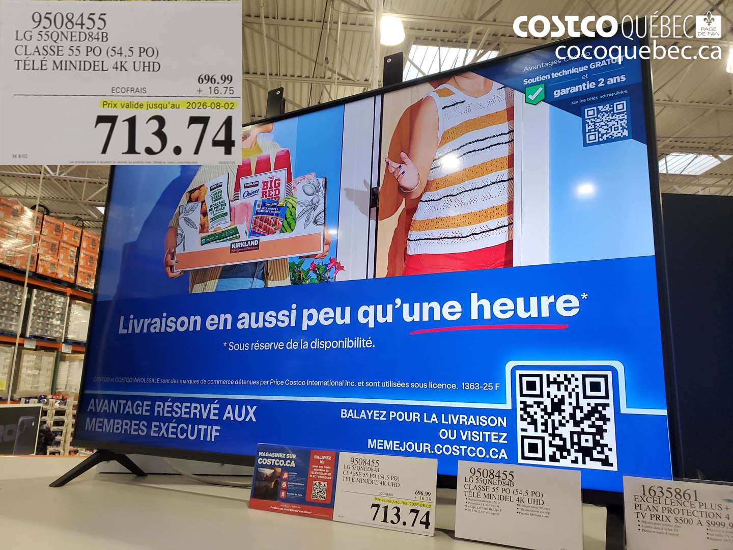 9508455 LG 55QNED84B CLASSE 55 PO (54.5 PO) TÉLÉ MINIDEL 4K UHD (EXPIRES ON 2026-08-02) $713.74
