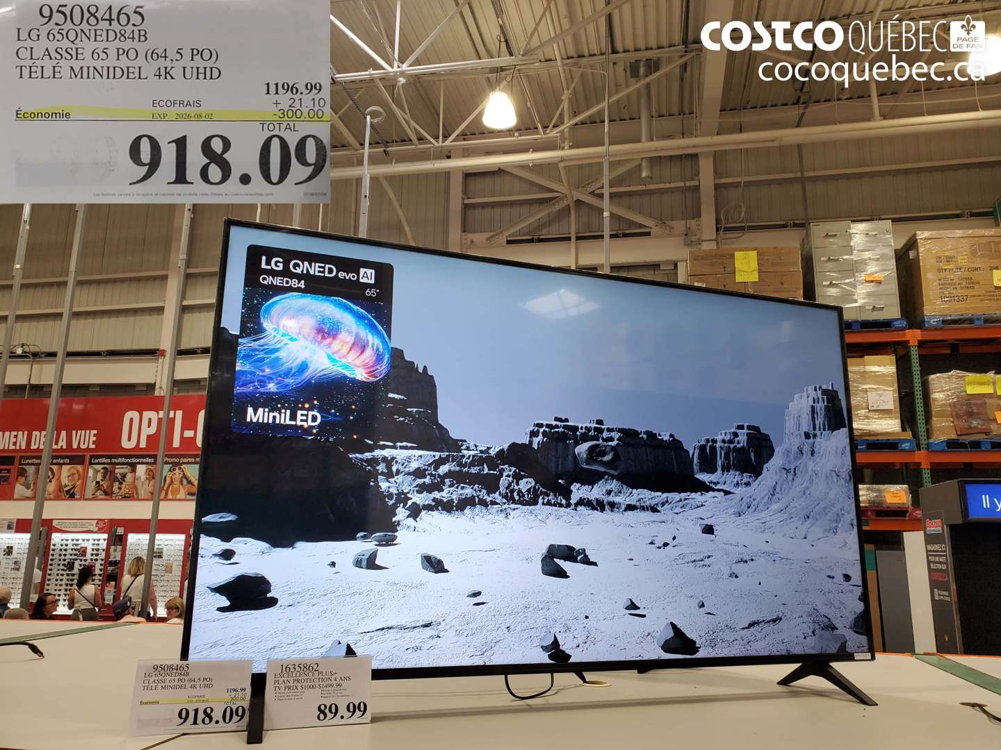 9508465 LG 65QNED84B CLASSE 65 PO (64.5 PO) TÉLÉ MINIDEL 4K UHD ($300.00 INSTANT SAVINGS EXPIRES ON 2026-08-02) $918.09