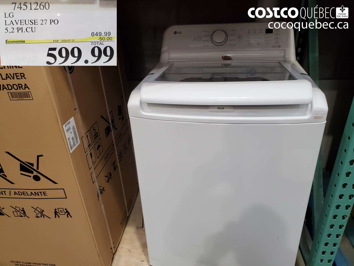 7451260 LG LAVEUSE 27 PO 5.2 PI.CU ($50.00 INSTANT SAVINGS EXPIRES ON 2026-07-15) $599.99