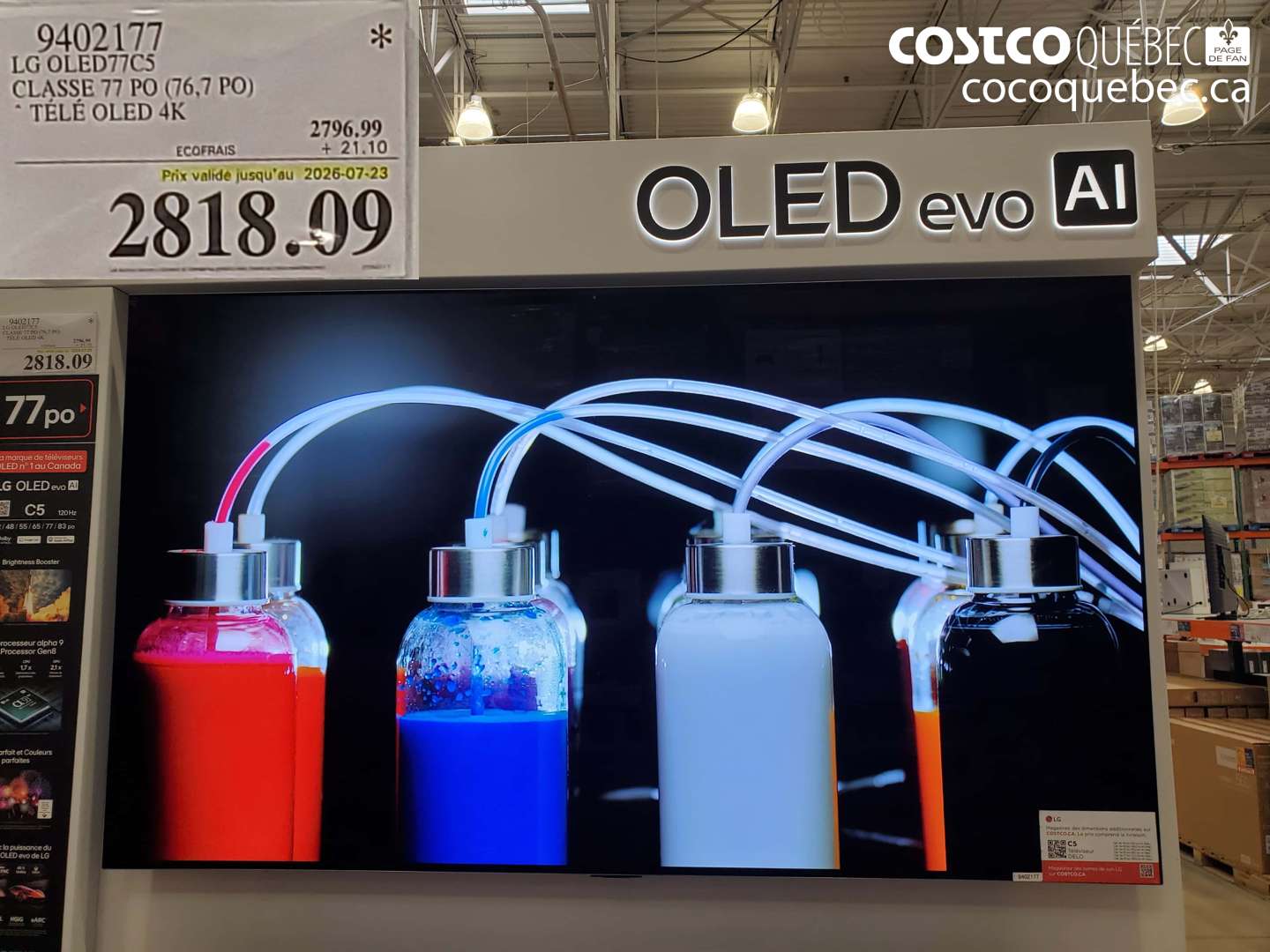 9402177 LG OLED77CS CLASSE 77 PO (76.7 PO) TELE OLED 4K (EXPIRES ON 2025-07-23) $2818.09