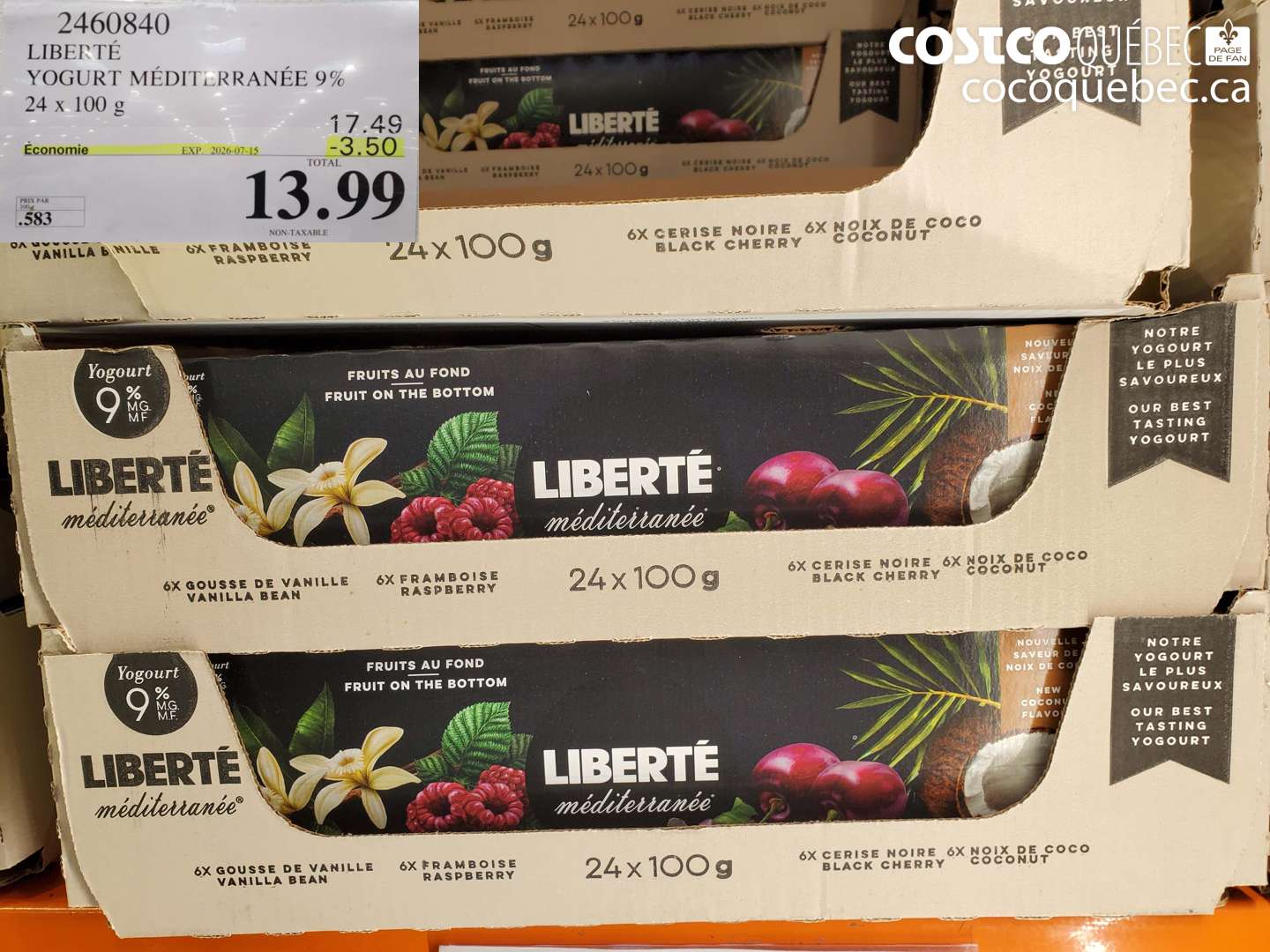 2460840 LIBERTÉ YOGURT MÉDITERRANÉE 9% 24 X 100 G ($3.50 INSTANT SAVINGS EXPIRES ON 2026-07-15) $13.99