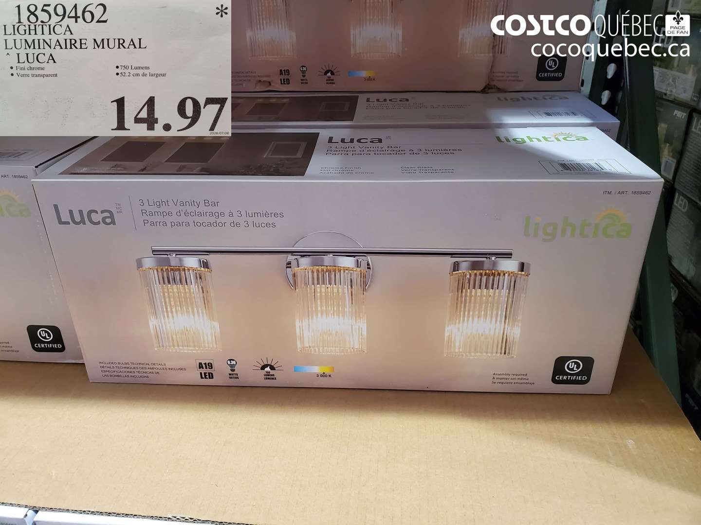 1859462 LIGHTICA LUMINAIRE MURAL LUCA $14.97