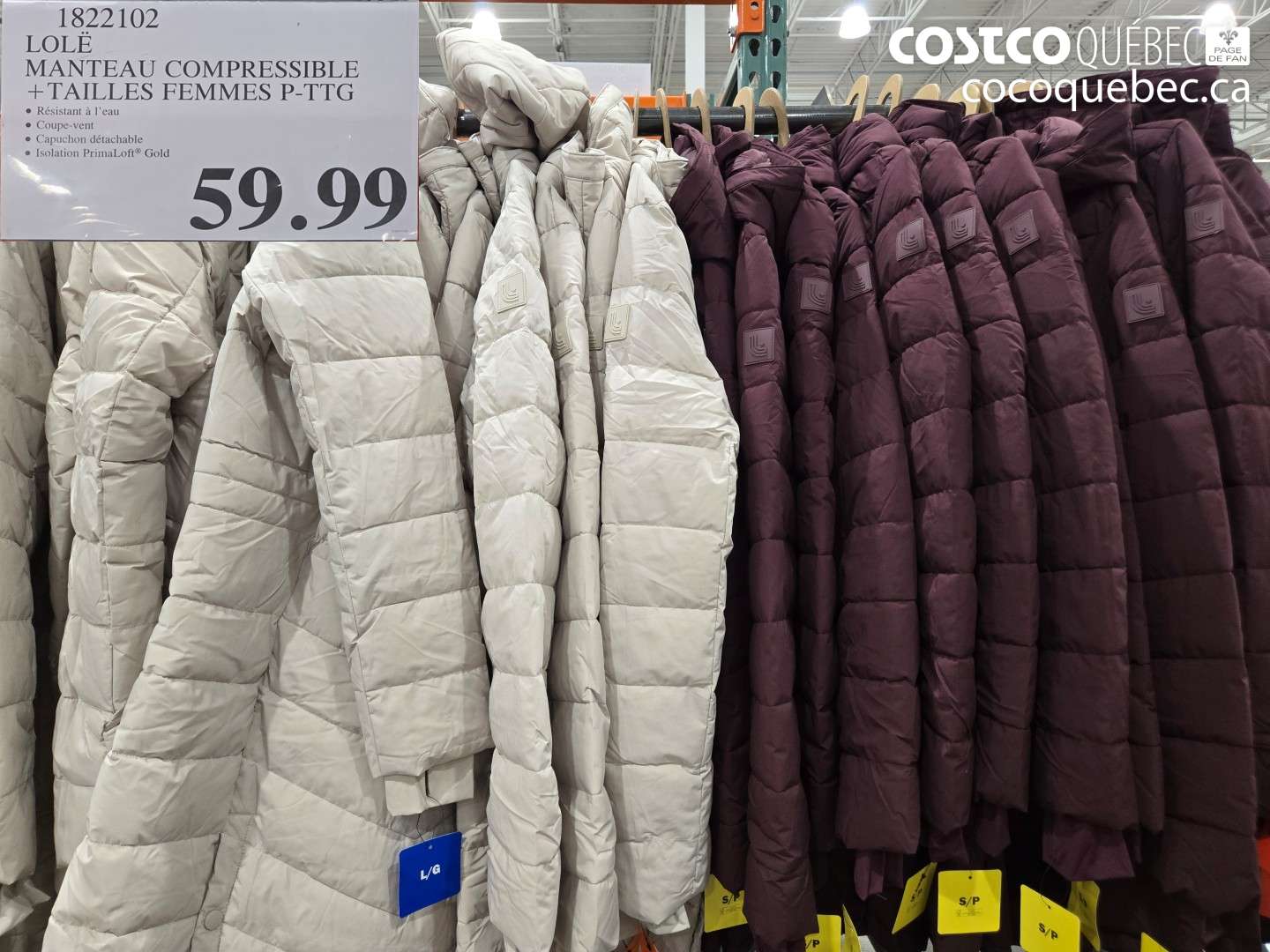 1822102 LOLË MANTEAU COMPRESSIBLE + TAILLES FEMMES P-TTG $59.99