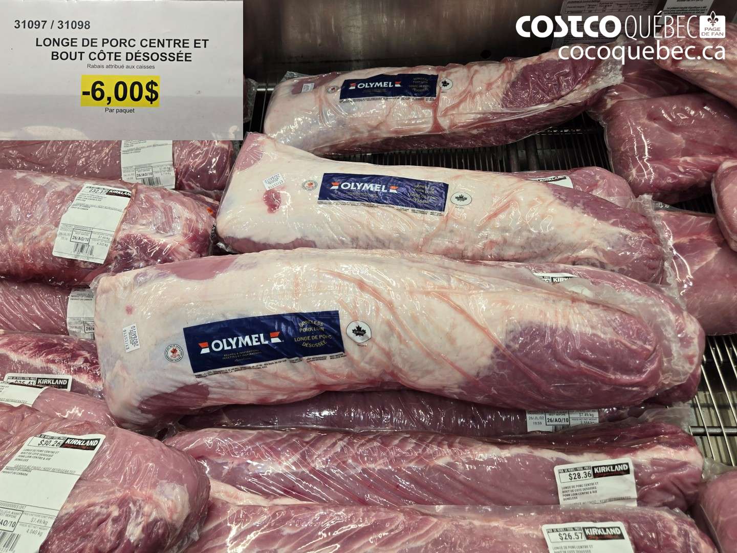 31097 LONGE DE PORC CENTRE ET BOUT CÔTE DÉSOSSÉE ($6.00 INSTANT SAVINGS)