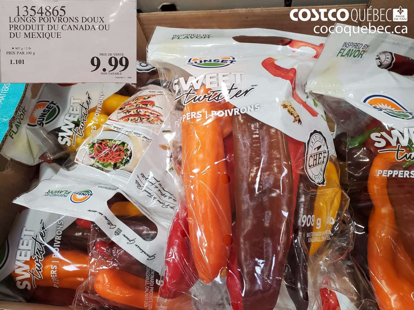 1354865 LONGS POIVRONS DOUX PRODUIT DU CANADA OU DU MEXIQUE $9.99