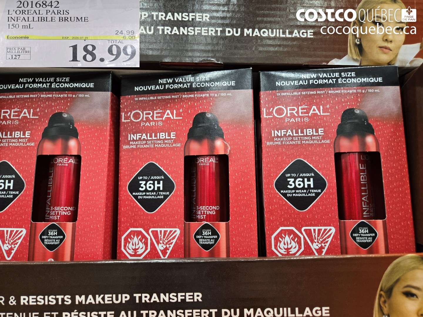 2016842 L'OREAL PARIS INFALLIBLE BRUME 150 ML ($6.00 INSTANT SAVINGS EXPIRES ON 2026-07-19) $18.99