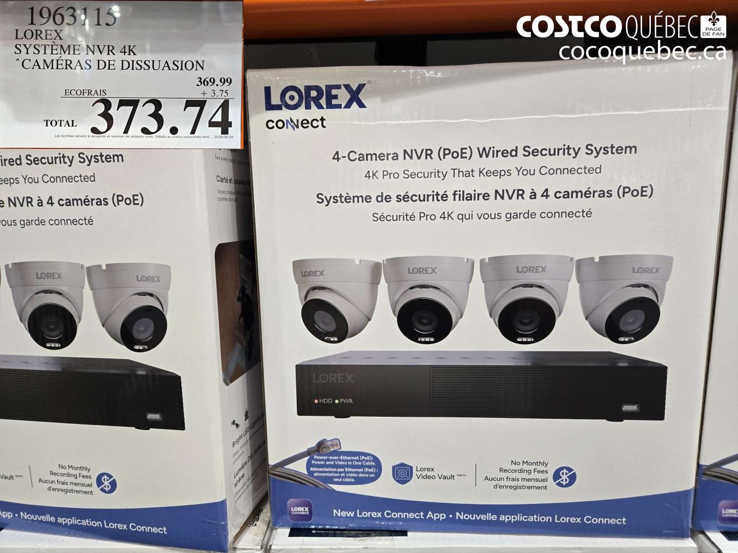 1963115 LOREX SYSTÈME NVR 4K CAMÉRAS DE DISSUASION $373.74