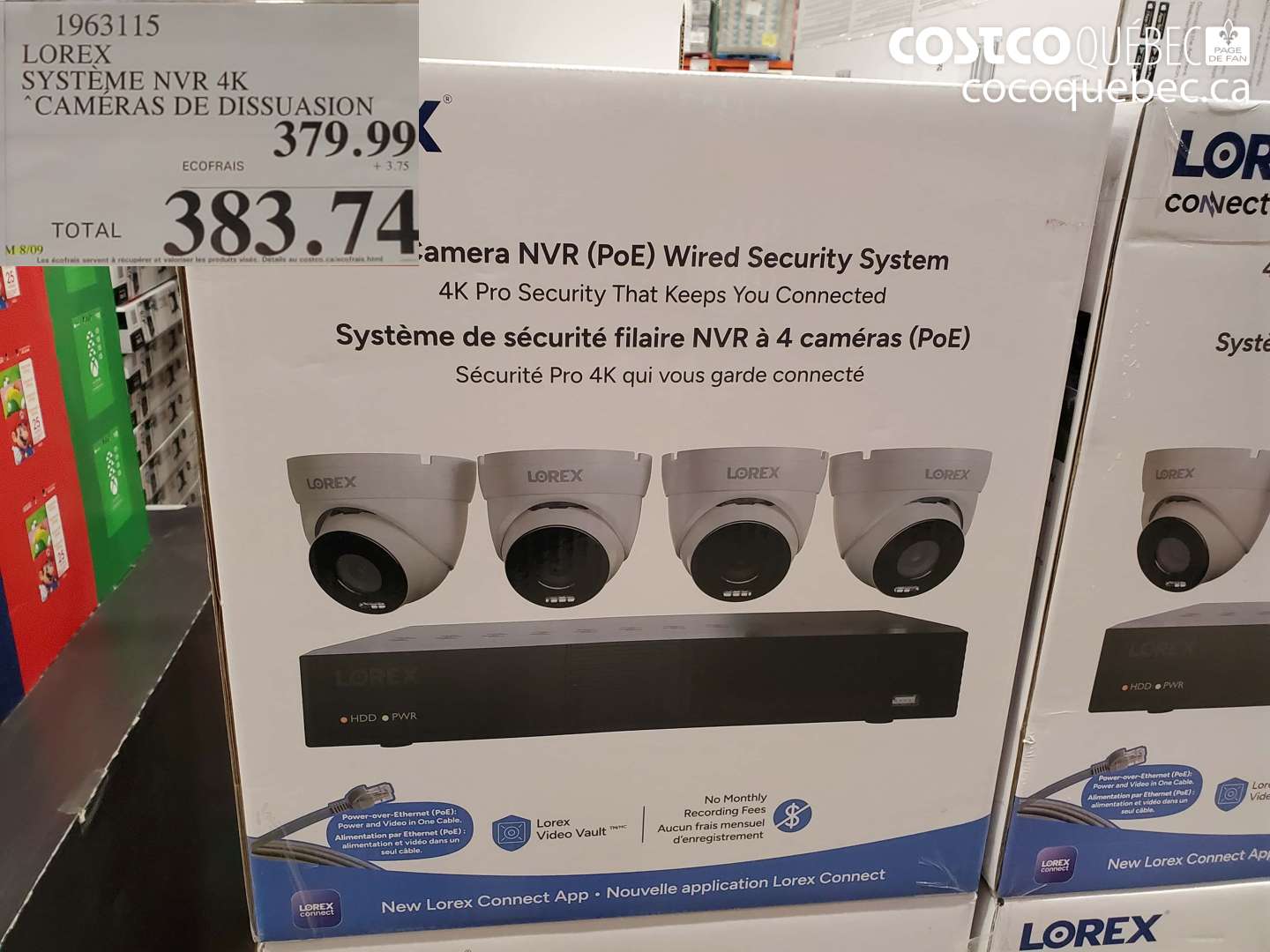 1963115 LOREX SYSTÈME NVR 4K CAMÉRAS DE DISSUASION $383.74