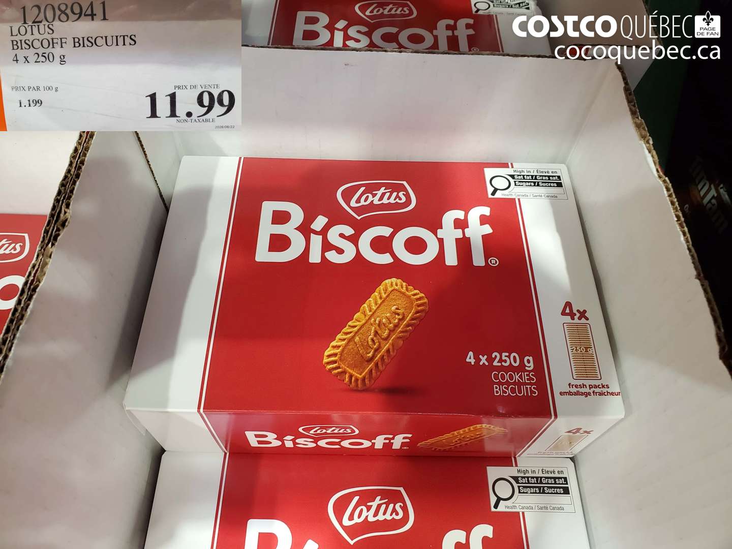 1208941 LOTUS BISCOFF BISCUITS 4 X 250 G $11.99