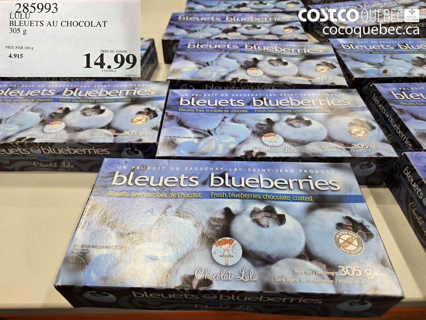 285993 LULU BLEUETS AU CHOCOLAT $14.99
