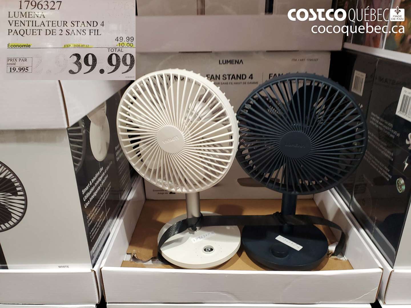 1796327 LUMENA VENTILATEUR STAND 4 PAQUET DE 2 SANS FIL ($10.00 INSTANT SAVINGS EXPIRES ON 2026-07-12) $39.99