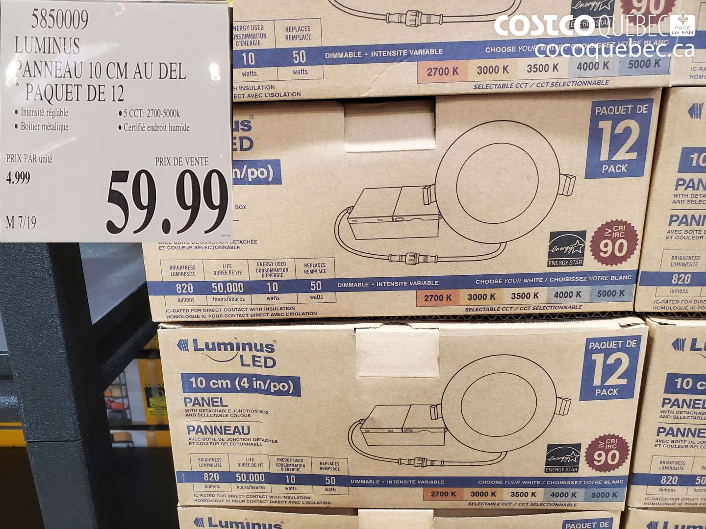 5850009 LUMINUS PANNEAU 10 CM AU DEL PAQUET DE 12 $59.99