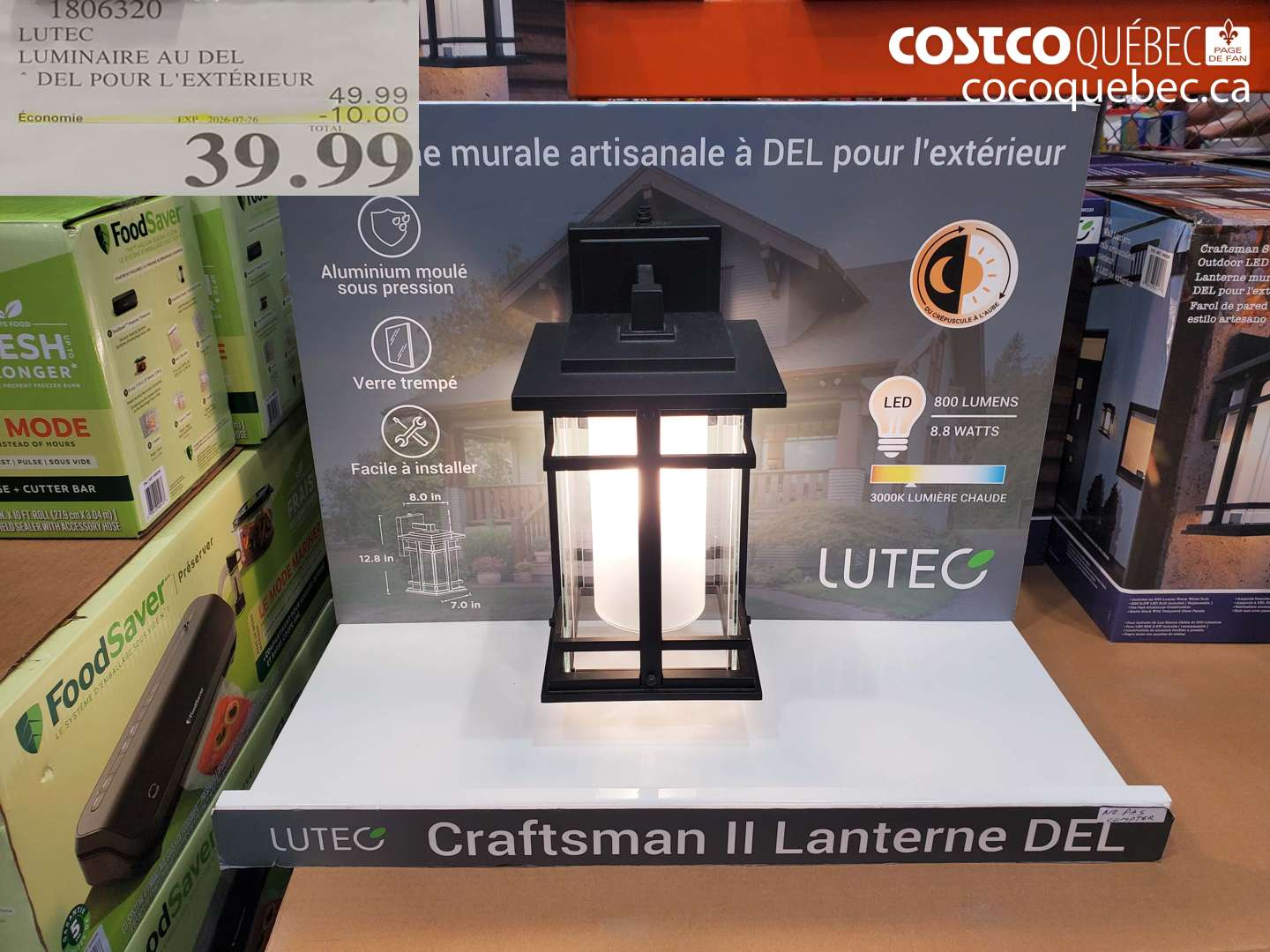 1806320 LUTEC LUMINAIRE AU DEL DEL POUR L'EXTERIEUR ($10.00 INSTANT SAVINGS EXPIRES ON 2026-07-26) $39.99