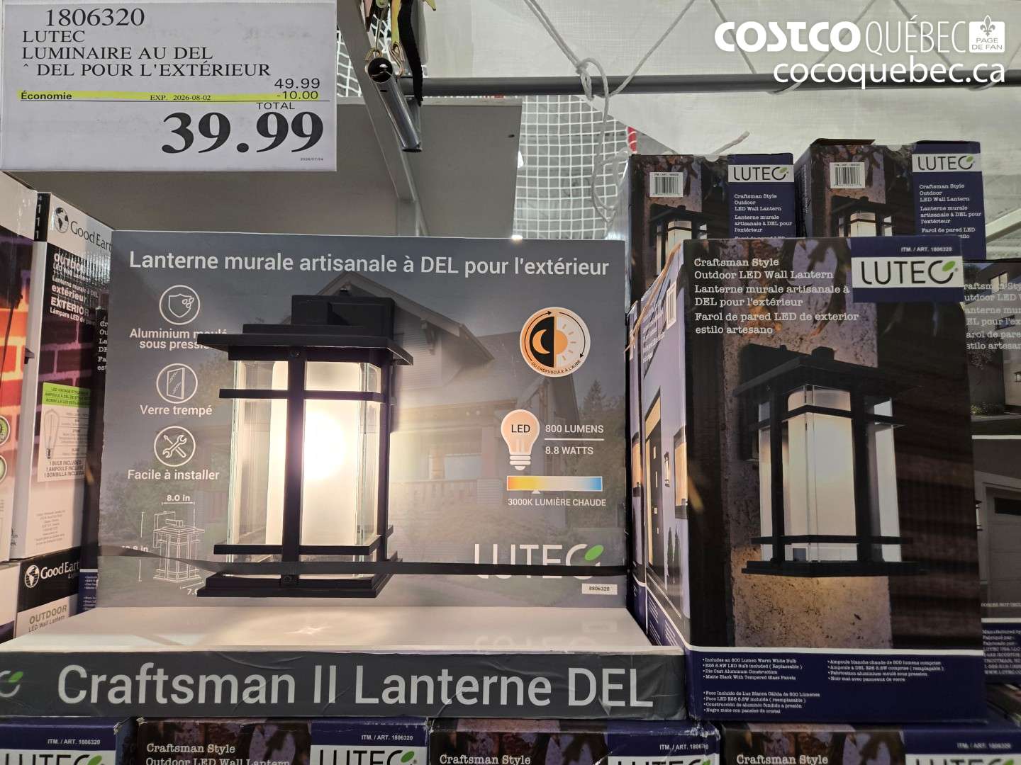 1806320 LUTEC LUMINAIRE AU DEL POUR L'EXTÉRIEUR ($10.00 INSTANT SAVINGS EXPIRES ON 2026-08-02) $39.99