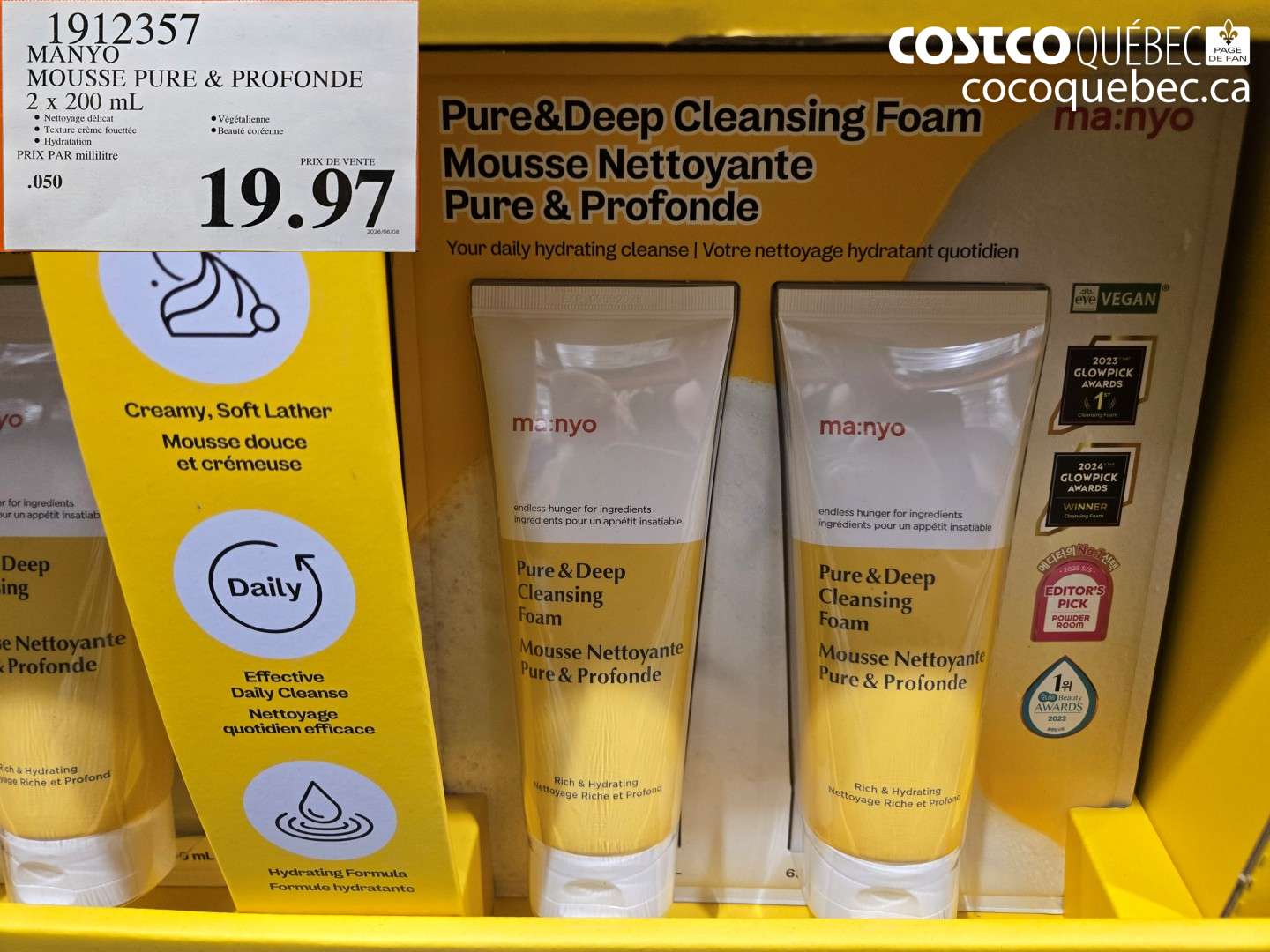 1912357 MANYO MOUSSE PURE & PROFONDE 2 X 200 ML $19.97