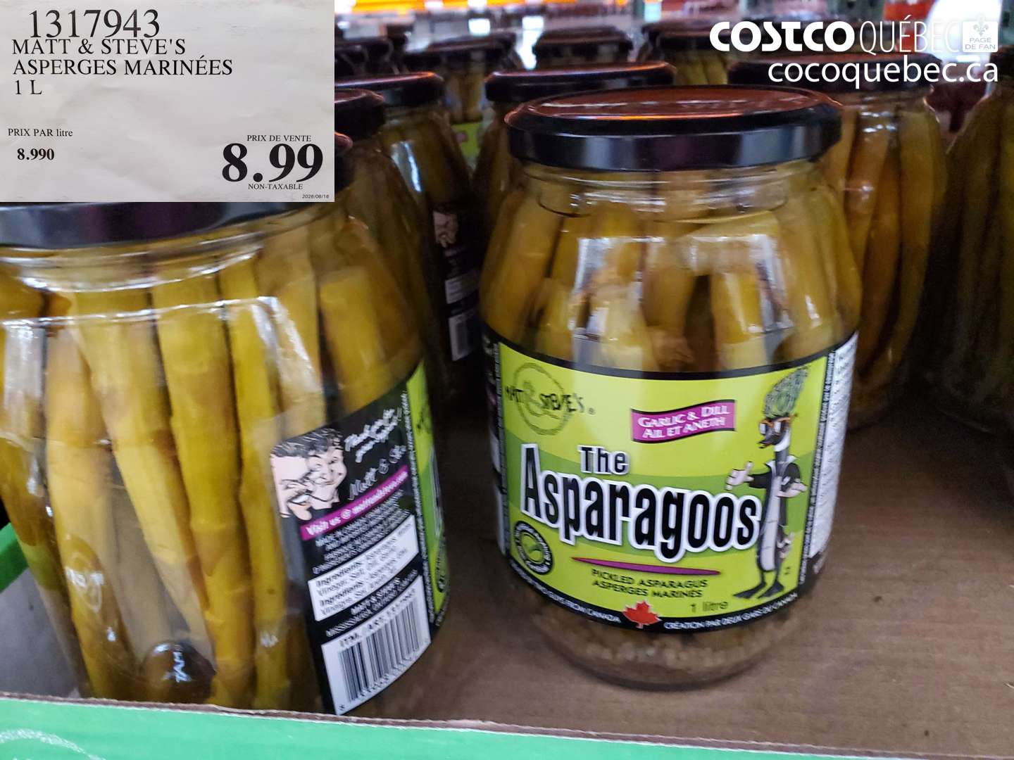 1317943 MATT & STEVE'S ASPERGES MARINÉES 1 L $8.99