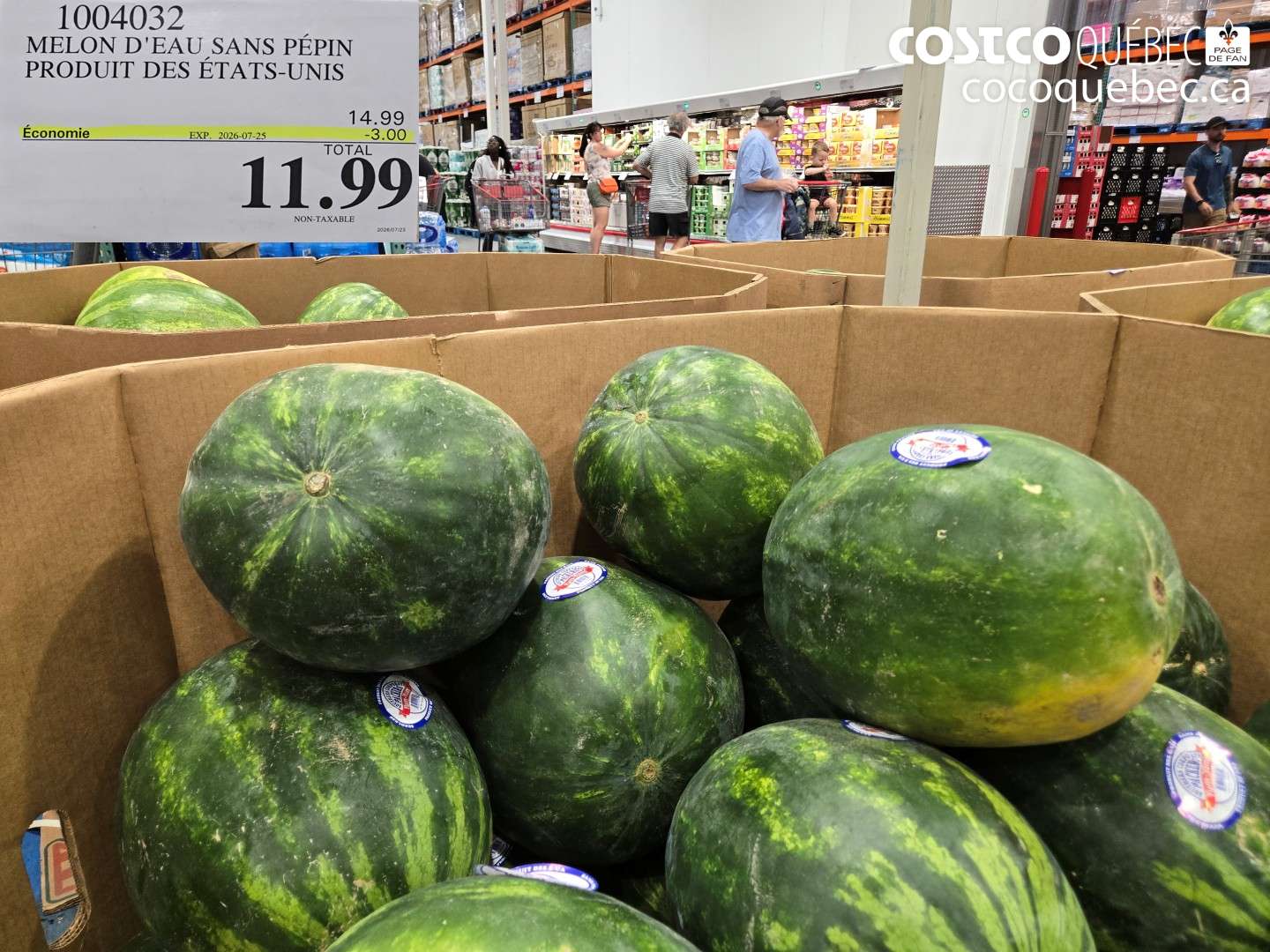 1004032 MELON D'EAU SANS PÉPIN PRODUIT DES ÉTATS-UNIS ($3.00 INSTANT SAVINGS EXPIRES ON 2026-07-25) $11.99