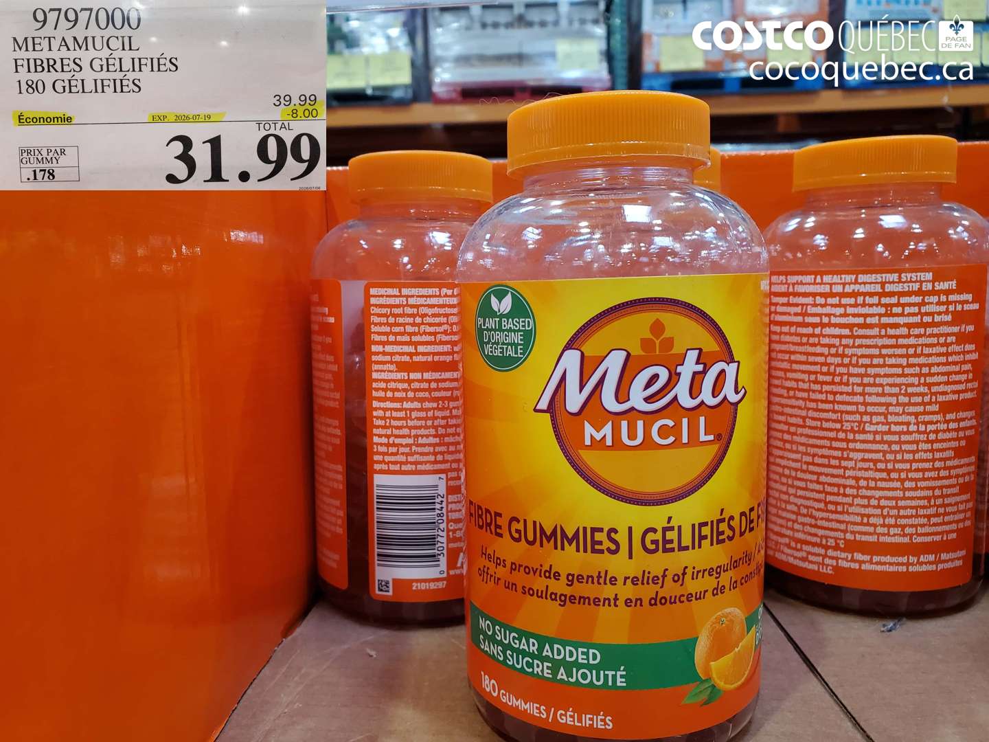 9797000 METAMUCIL FIBRES GÉLIFIÉES 180 GÉLIFIÉES ($8.00 INSTANT SAVINGS EXPIRES ON 2026-07-19) $31.99