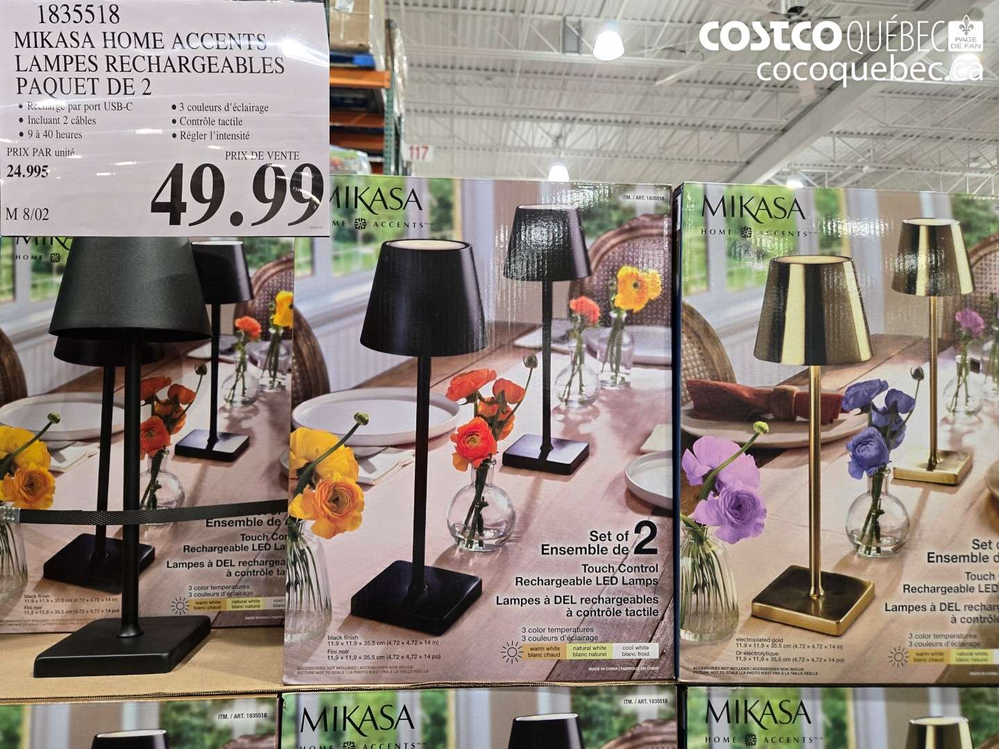 1835518 MIKASA HOME ACCENTS LAMPES RECHARGEABLES PAQUET DE 2 $49.99