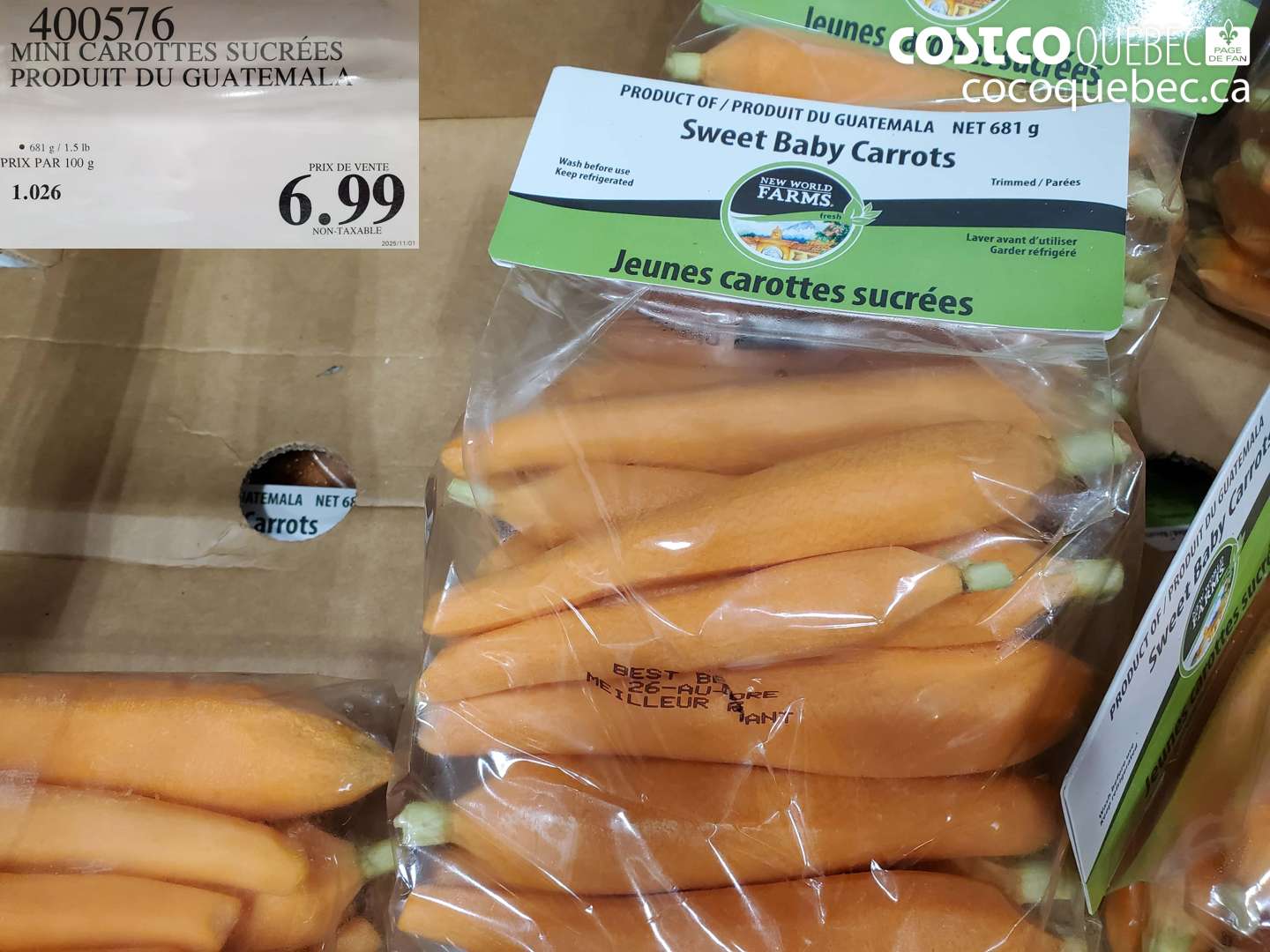 400576 MINI CAROTTES SUCRÉES PRODUIT DU GUATEMALA $6.99