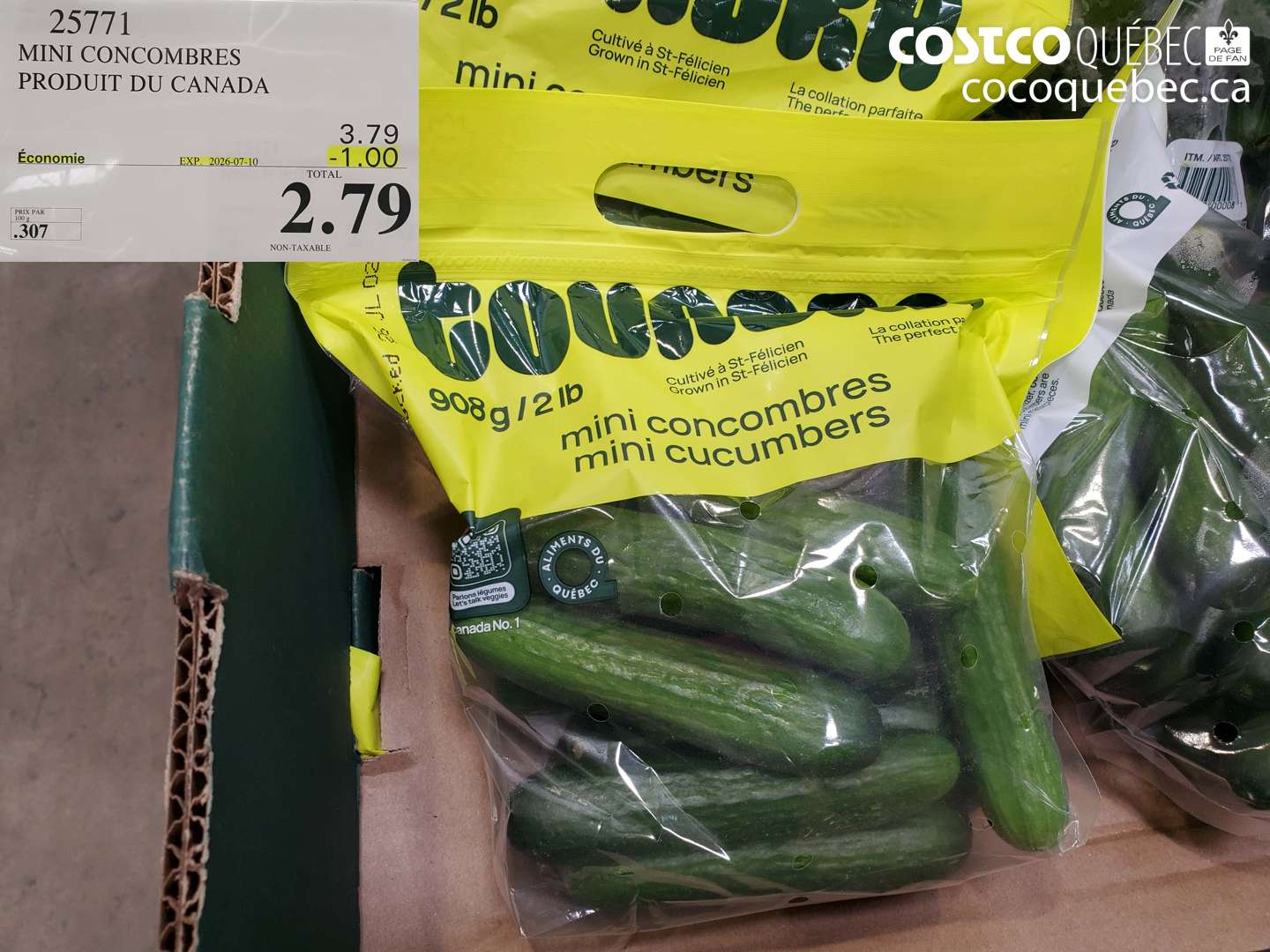 25771 MINI CONCOMBRES PRODUIT DU CANADA ($1.00 INSTANT SAVINGS EXPIRES ON 2026-07-10) $2.79