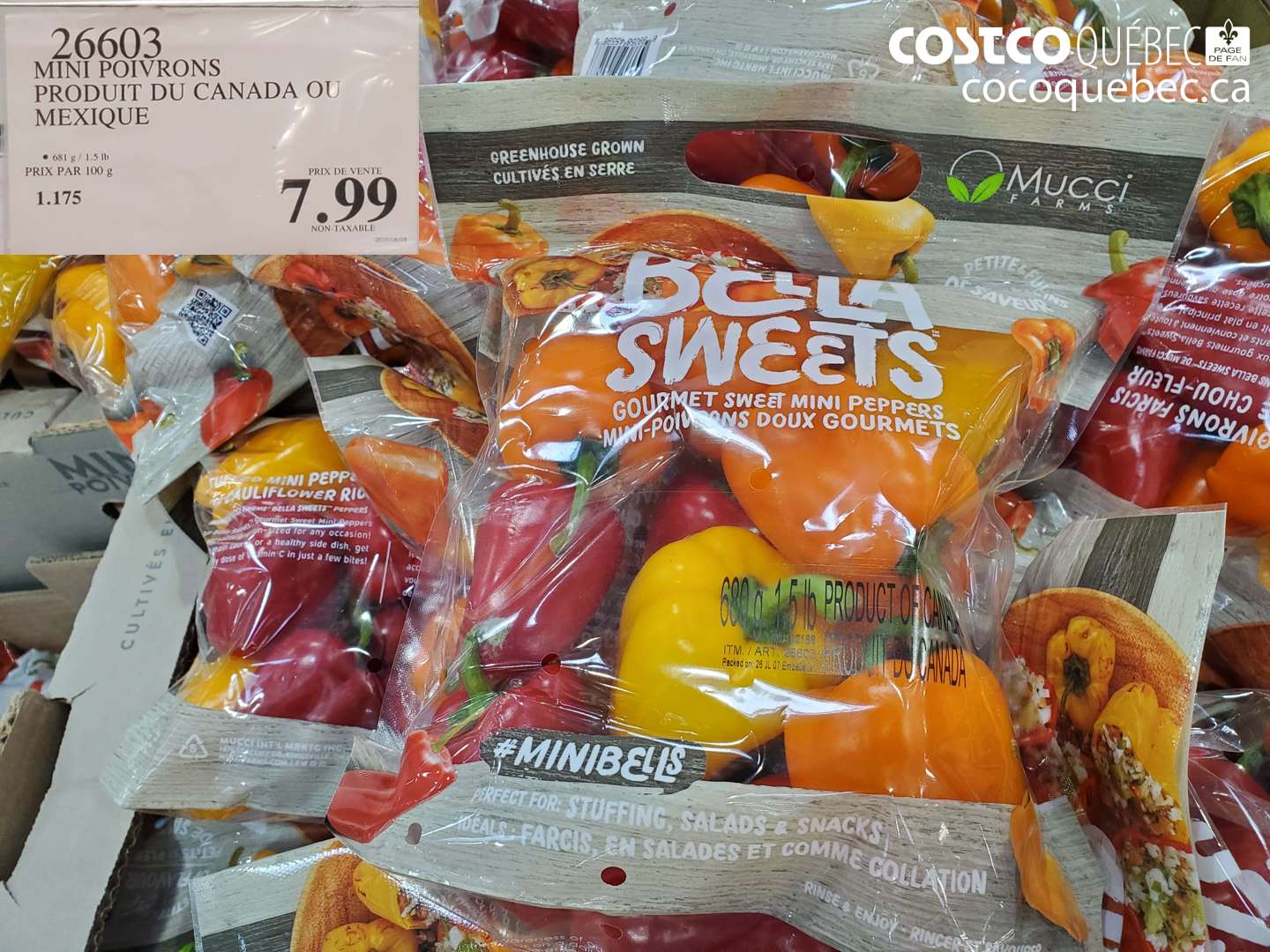 26603 MINI POIVRONS PRODUIT DU CANADA OU MEXIQUE $7.99