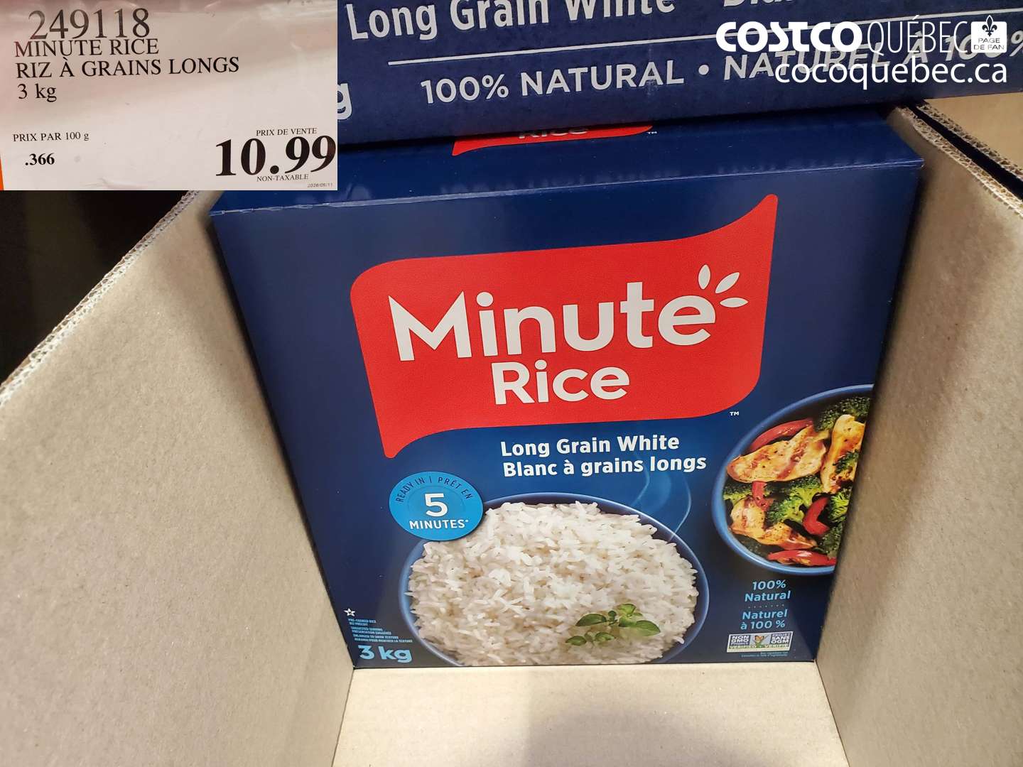249118 MINUTE RICE RIZ À GRAINS LONGS 3 KG $10.99
