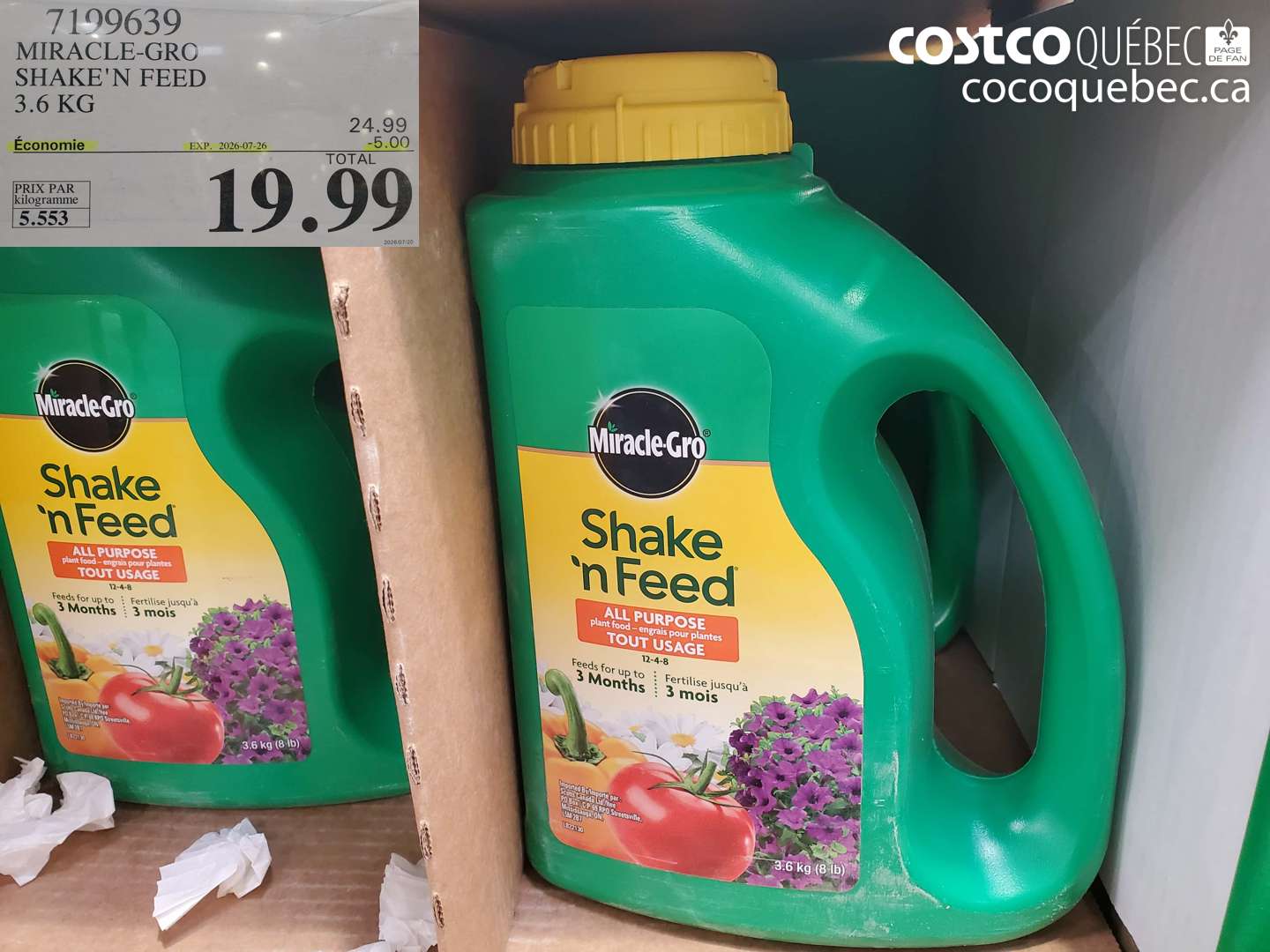 7199639 MIRACLE-GRO SHAKE'N FEED 3.6 KG ($5.00 INSTANT SAVINGS EXPIRES ON 2026-07-26) $19.99