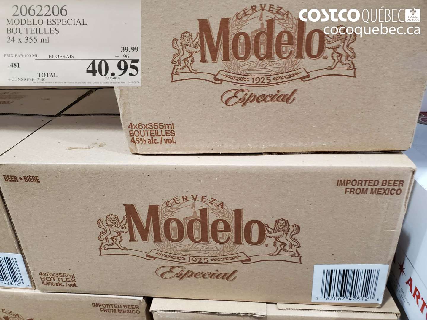 2062206 MODELO ESPECIAL BOUTEILLES 24 X 355 ML $40.95