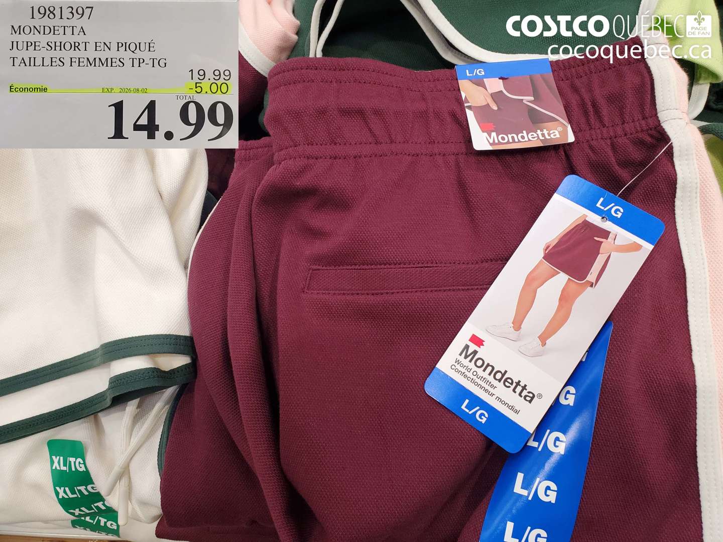 1981397 MONDETTA JUPE-SHORT EN PIQUÉ TAILLES FEMMES TP-TG ($5.00 INSTANT SAVINGS EXPIRES ON 2026-08-02) $14.99
