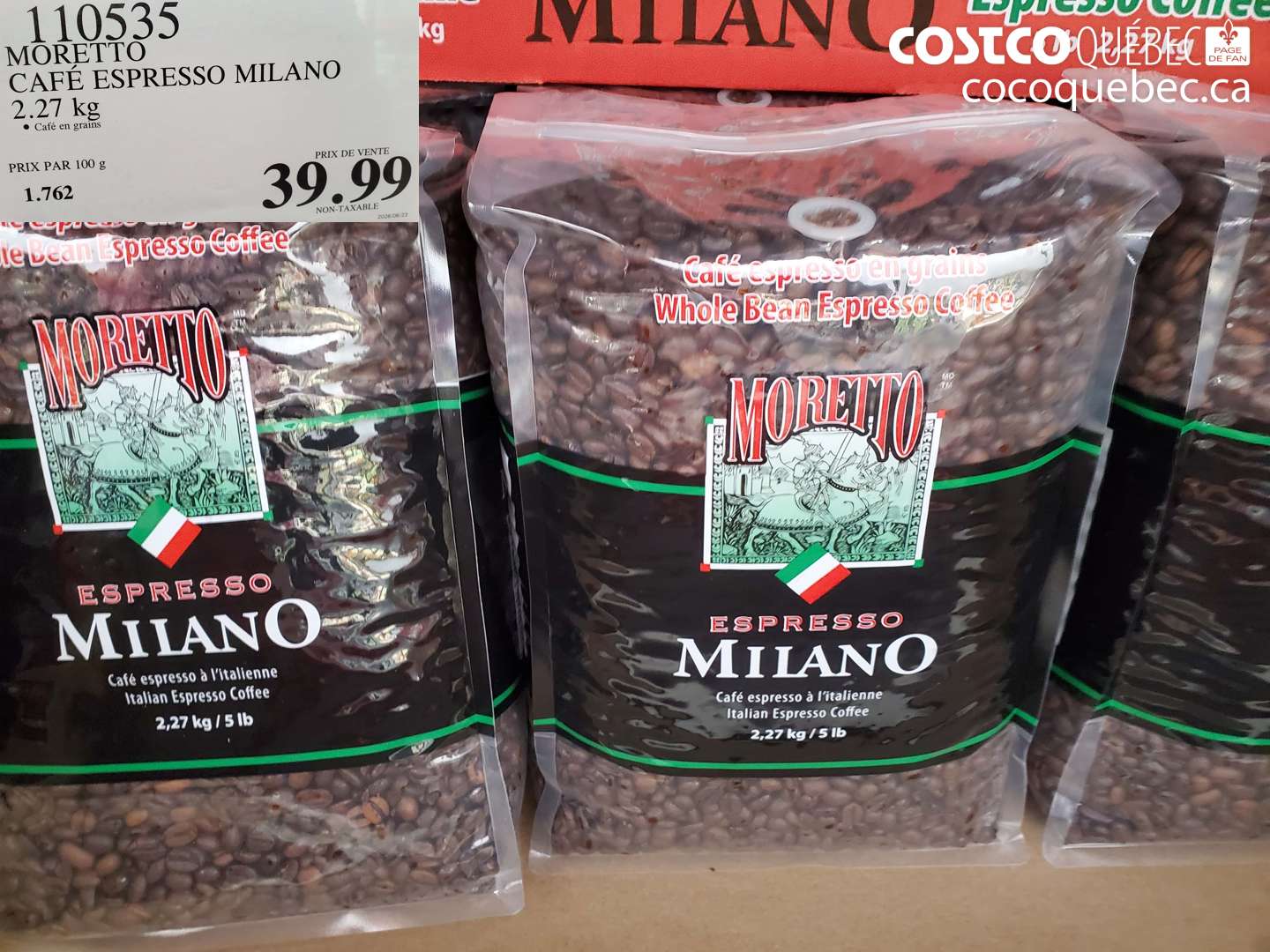 110535 MORETTO CAFÉ ESPRESSO MILANO 2.27 KG $39.99