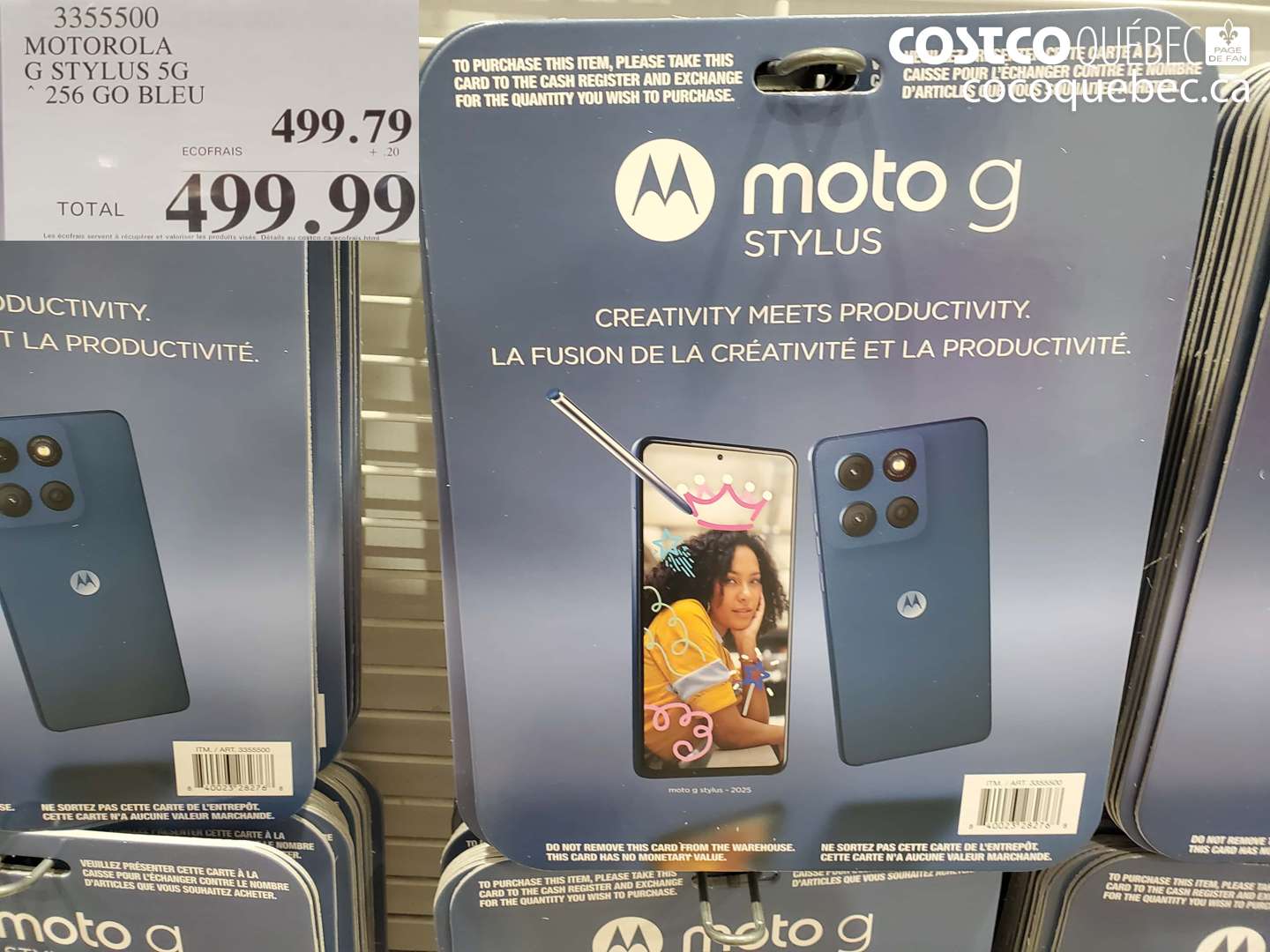 3355500 MOTOROLA G STYLUS 5G 256 GO BLEU $499.99