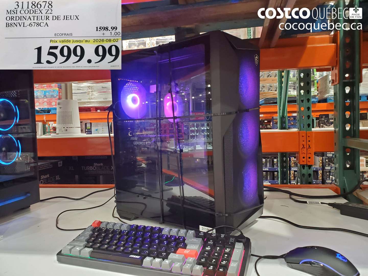 3118678 MSI CODEX Z2 ORDINATEUR DE JEUX B8NVL-678CA (EXPIRES ON 2026-08-02) $1599.99