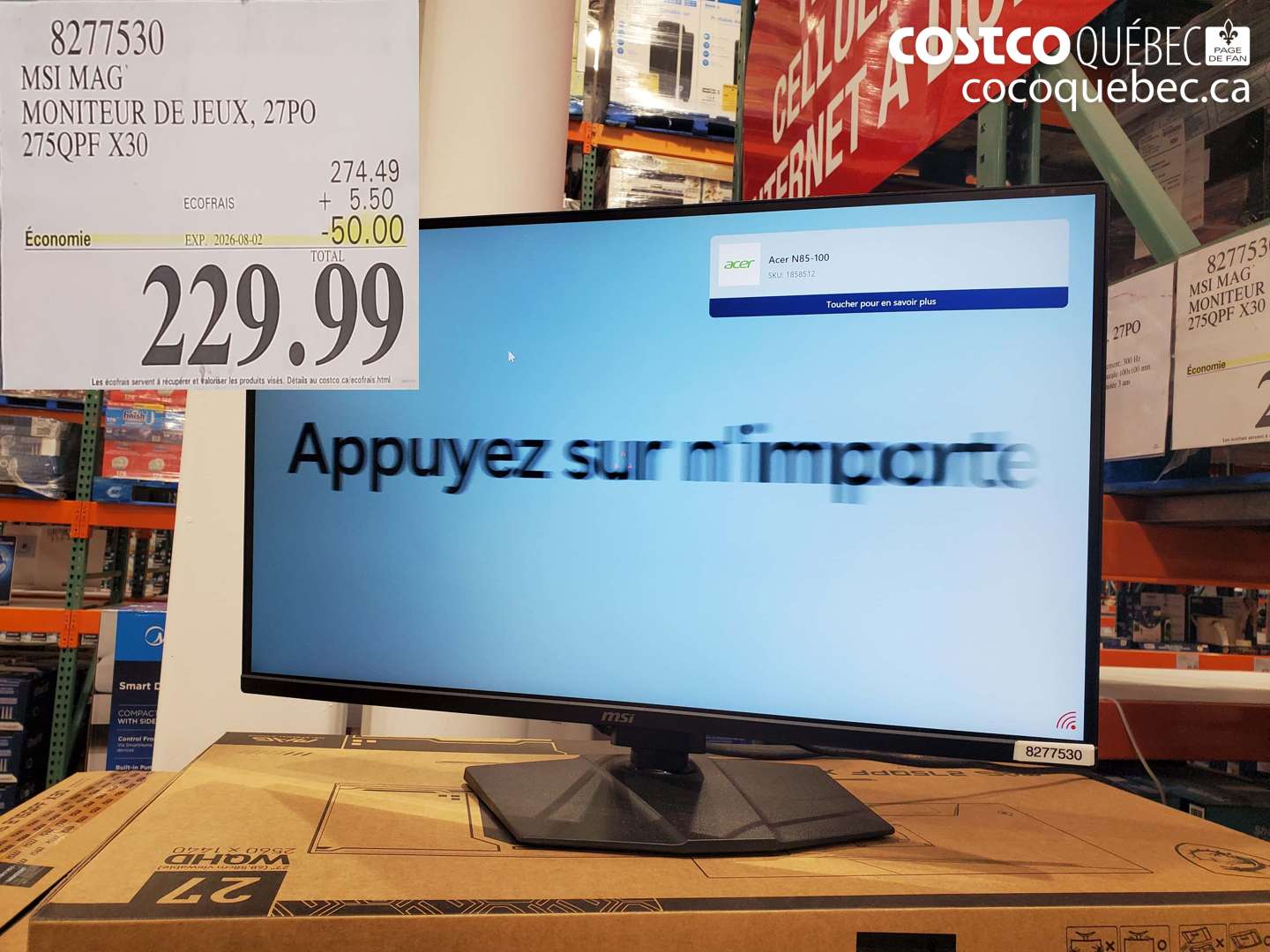 8277530 MSI MAG MONITEUR DE JEUX, 27PO 275QPF X30 ($50.00 INSTANT SAVINGS EXPIRES ON 2026-08-02) $229.99