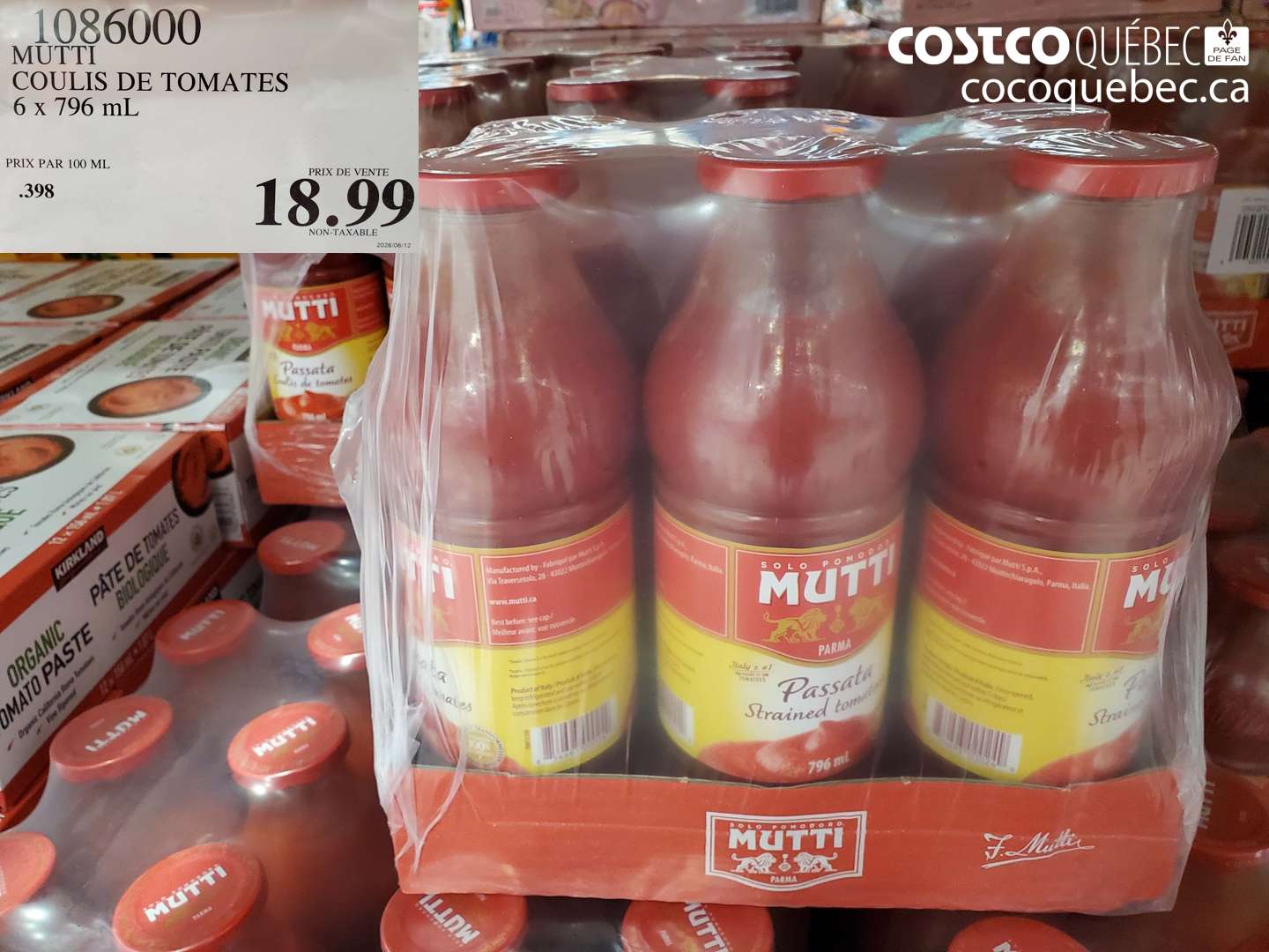 1086000 MUTTI COULIS DE TOMATES 6 X 796 ML $18.99