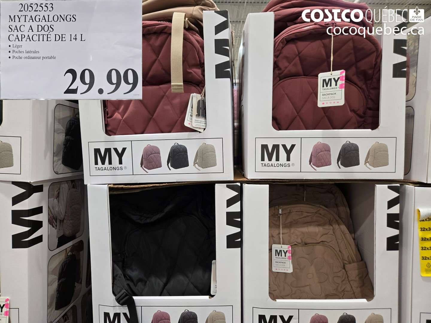 2052553 MYTAGALONGS SAC A DOS CAPACITÉ DE 14 L $29.99