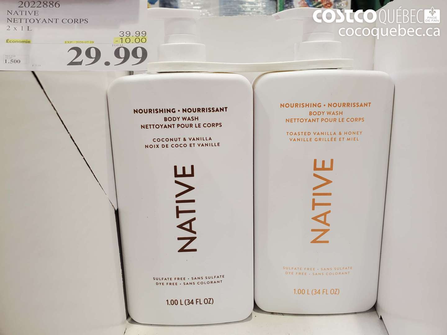 2022886 NATIVE NETTOYANT CORPS 2 X 1 L ($10.00 INSTANT SAVINGS EXPIRES ON 2026-07-19) $29.99
