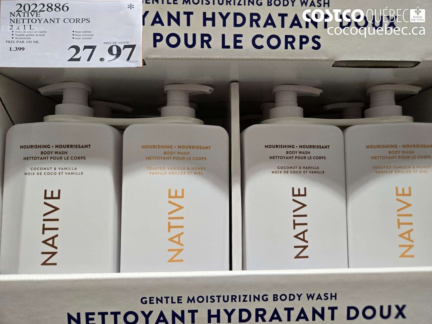 2022886 NATIVE NETTOYANT CORPS 2 X 1 L $27.97