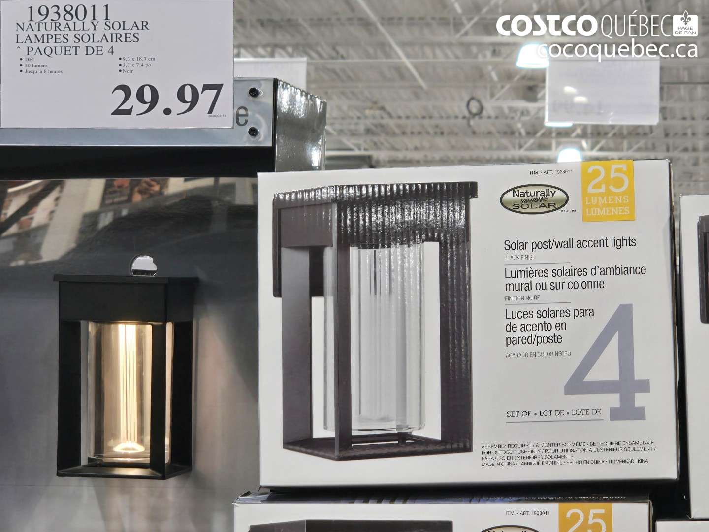 1938011 NATURALLY SOLAR LAMPES SOLAIRES PAQUET DE 4 $29.97