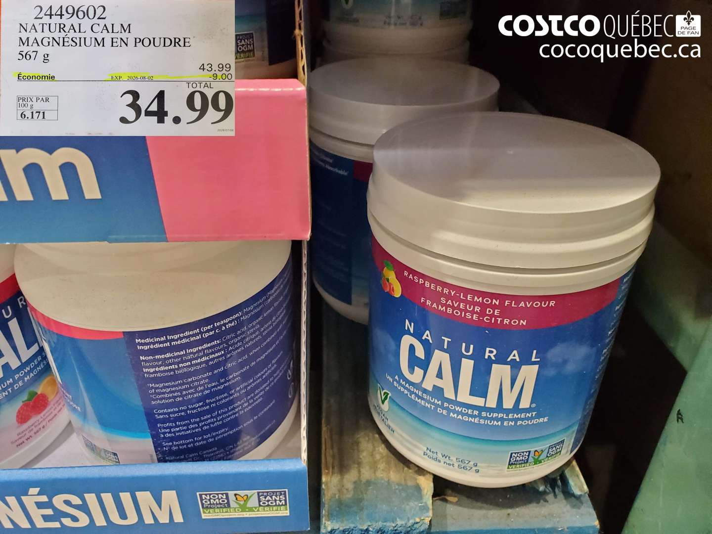 2449602 NATURAL CALM MAGNÉSIUM EN POUDRE 567 G ($9.00 INSTANT SAVINGS EXPIRES ON 2026-08-02) $34.99