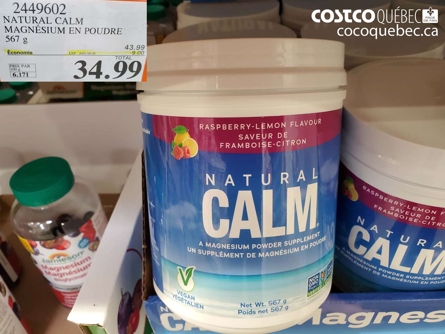 2449602 NATURAL CALM MAGNÉSIUM EN POUDRE 567 G ($9.00 INSTANT SAVINGS EXPIRES ON 2026-08-02) $34.99